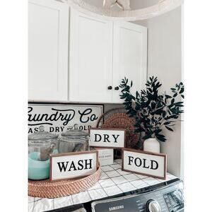 3 Farmhouse Wash Dry Fold Laundry Room Signs Decor
